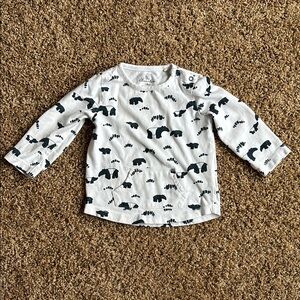 Oliver & Rain Navy White Animal Print Organic Cotton Front Pocket Shirt 18m